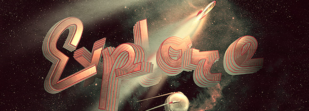 Design a Rocket-Powered Retrofuturistic Digital Illustration